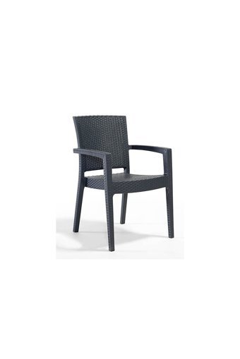 Violet Cakha Rattan Paris Örgü Tekli Bahçe Koltuğu Antrasit