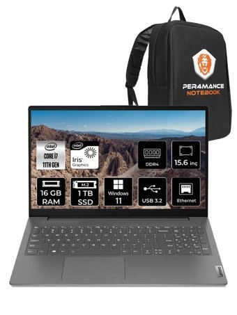 Lenovo V15 Gen 2 82KB00CBTX Dahili Intel Iris Xe Graphics Intel Core i7 1165G7 16 GB Ram 1 TB SSD 15.6 inç Full HD Windows 11 Home Laptop + PER4 Çanta