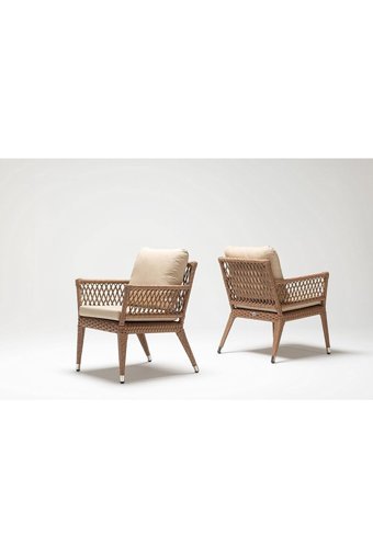 Engince Mobilya Bh-1048 Rattan Tekli Bahçe Koltuğu Krem Kahverengi