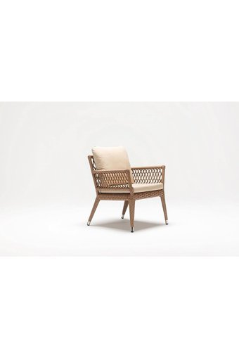 Engince Mobilya Bh-1048 Rattan Tekli Bahçe Koltuğu Krem Kahverengi