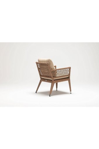 Engince Mobilya Bh-1048 Rattan Tekli Bahçe Koltuğu Krem Kahverengi