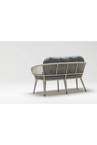 Engince Mobilya Bh-1017 Rattan İkili Bahçe Koltuğu Gri Beyaz