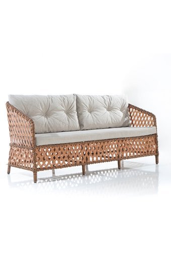 Diwa Garden Simon-3 Rattan İkili Bahçe Koltuğu Bej Kahverengi