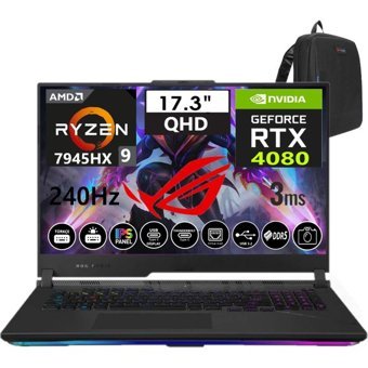 Asus ROG Strix Scar 17 G733PZ LL06040 Harici GeForce RTX 4080 AMD Ryzen 9 7945HX 32 GB DDR5 Ram 4 TB SSD 17.3 inç QHD Windows 11 Pro Oyuncu Laptop + WeblegelsinÇanta