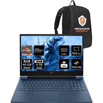 HP Victus 15 7N9G7EAPN356 Harici AMD Radeon RX 6500M AMD Ryzen 5 5600H 40 GB Ram 2 TB SSD 15.6 inç Full HD FreeDos Laptop + PER4 Çanta