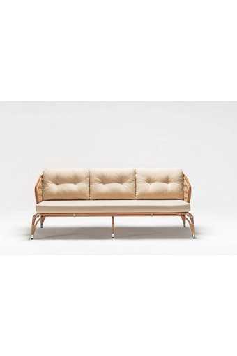 Engince Mobilya Bh-1105 Rattan 3'lü Bahçe Koltuğu Krem Kahverengi