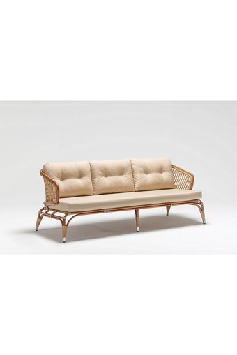 Engince Mobilya Bh-1105 Rattan 3'lü Bahçe Koltuğu Krem Kahverengi