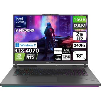 Asus ROG Strix G18 G814JIR-N6002 BT41 Harici GeForce RTX 4070 Intel Core i9 14900HX 16 GB Ram 2 TB SSD 18 inç Full HD Windows 11 Home Oyuncu Laptop