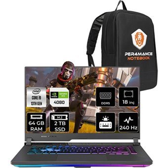 Asus ROG Strix G18 N6044P374 N6044 Harici GeForce RTX 4080 Intel Core i9 13980HX 64 GB Ram 2 TB SSD 18 inç QHD Windows 11 Home Oyuncu Laptop + PER4 Çanta