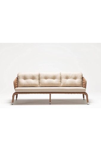 Engince Mobilya Bh-1096 Rattan 3'lü Bahçe Koltuğu Beyaz Ahşap