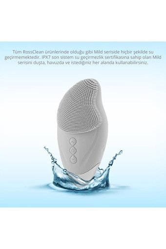 Mild Tüm Ciltler İçin 1 Başlıklı Fırçalı Silikon Şarjlı Titreşimli Yüz Temizleme Cihazı Gri