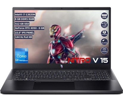 Acer Nitro 5 15 ANV15-51 NH.QNBEY.005 Harici GeForce RTX 4050 Intel Core i7 13620H 8 GB Ram 512 GB SSD 15.6 inç Full HD FreeDos Oyuncu Laptop