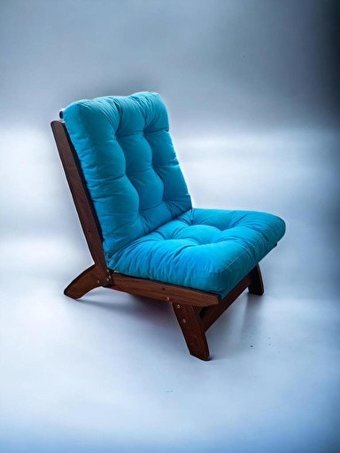 Comfort Deluxe Ahşap Tekli Bahçe Koltuğu Mavi Kahverengi