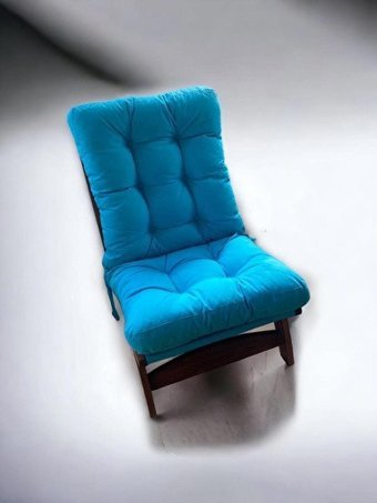 Comfort Deluxe Ahşap Tekli Bahçe Koltuğu Mavi Kahverengi