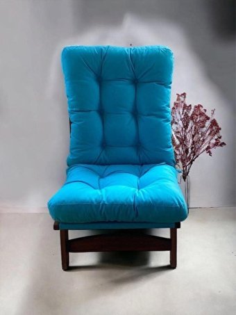 Comfort Deluxe Ahşap Tekli Bahçe Koltuğu Mavi Kahverengi