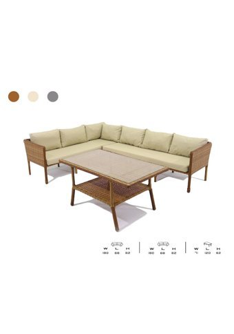 Elysian Rattan 6'lı Bahçe Koltuğu Krem Kahverengi