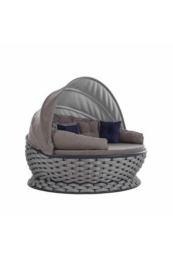Rehome Pena Daybed Rattan Tekli Bahçe Koltuğu Gri Açık Gri
