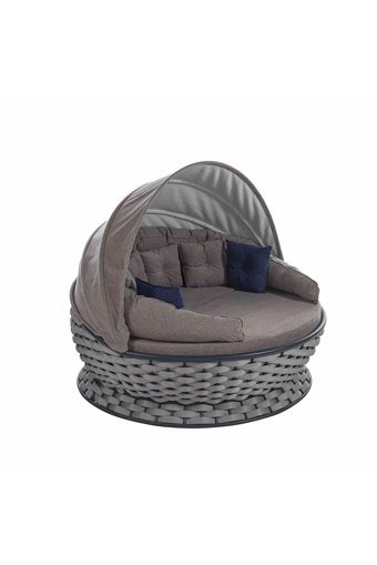 Rehome Pena Daybed Rattan Tekli Bahçe Koltuğu Gri Açık Gri