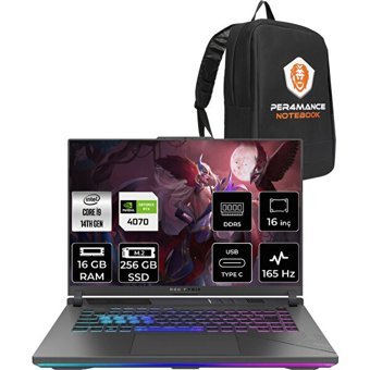 Asus ROG Strix G16 N3038P306 Harici GeForce RTX 4070 Intel Core i9 14900HX 16 GB Ram 256 GB SSD 16 inç Full HD FreeDos Oyuncu Laptop + PER4 Çanta