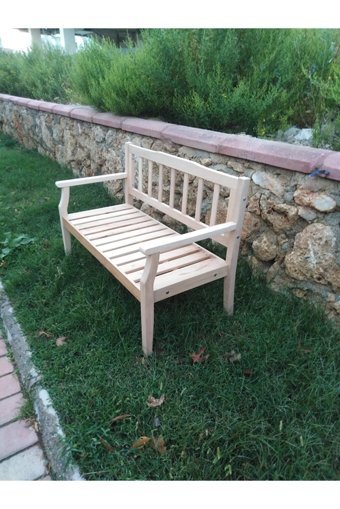 Özel Yapım Ahşap Tekli Bahçe Koltuğu Krem