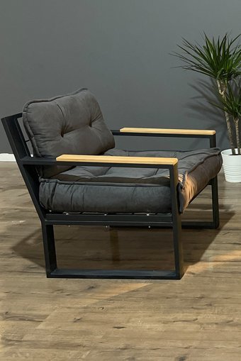 Berta Concept Clinkz Metal Tekli Bahçe Koltuğu Antrasit Siyah
