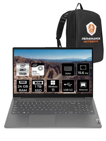 Lenovo V15 Gen 2 82KB00CBTX Dahili Intel Iris Xe Graphics Intel Core i7 1165G7 24 GB Ram 1 TB SSD 15.6 inç Full HD Windows 11 Home Laptop + PER4 Çanta