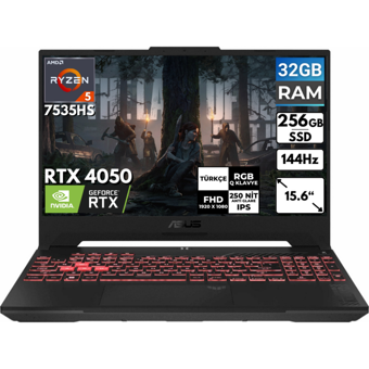 Asus TUF Gaming A15 FA507NU-LP157 BT2 Harici GeForce RTX 4050 AMD Ryzen 5 7535HS 32 GB Ram 256 GB SSD 15.6 inç Full HD FreeDos Oyuncu Laptop
