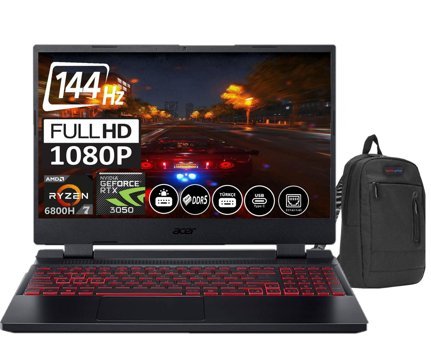 Acer Nitro 5 AN515-58 NHQGXEY00311 Harici GeForce RTX 3050 AMD Ryzen 7 6800H 16 GB Ram 1 TB SSD 15.6 inç Full HD Windows 11 Home Oyuncu Laptop + Zetta Çanta
