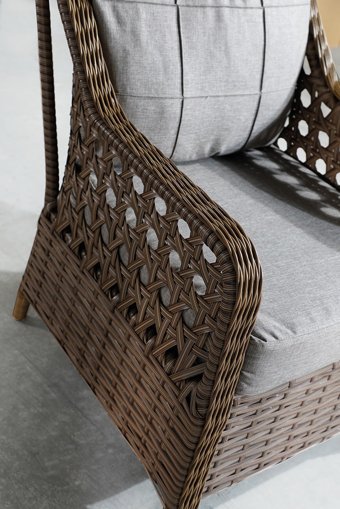 Tu Tienda Ronda Rattan 3'lü Bahçe Koltuğu Gri Kahverengi