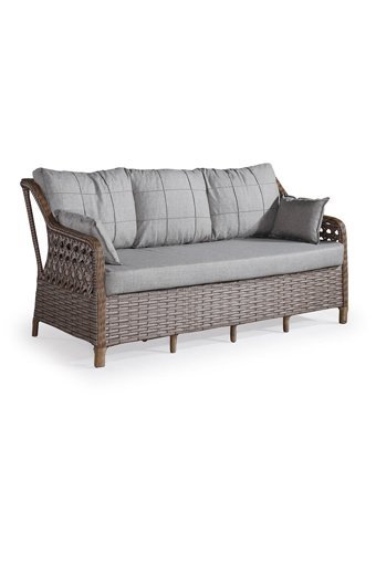 Tu Tienda Ronda Rattan 3'lü Bahçe Koltuğu Gri Kahverengi