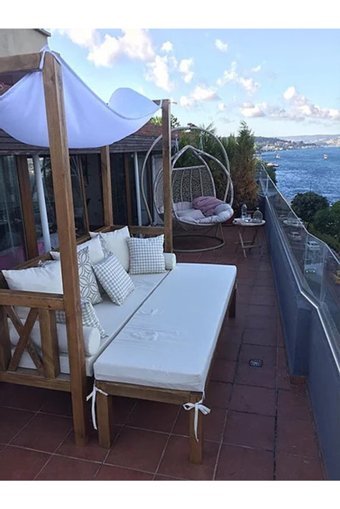 Egawood Life Ahşap 3'lü Bahçe Koltuğu Beyaz Kahverengi