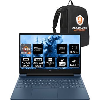 HP Victus 15 7N9G7EAPN472 Harici AMD Radeon RX 6500M AMD Ryzen 5 5600H 40 GB Ram 256 GB SSD 15.6 inç Full HD Windows 11 Pro Laptop + PER4 Çanta