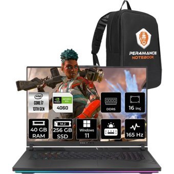 Asus ROG Strix G16 N3110P361 Harici GeForce RTX 4060 Intel Core i7 13650HX 40 GB Ram 256 GB SSD 16 inç Full HD Windows 11 Home Oyuncu Laptop + PER4 Çanta