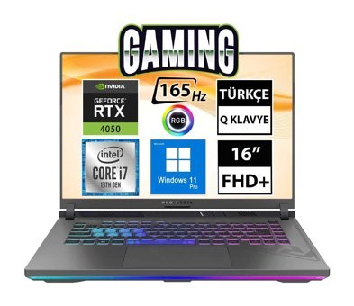 Asus ROG Strix G16 G614JU-N3196A14 Harici GeForce RTX 4050 Intel Core i7 13650HX 64 GB Ram 1 TB SSD 14 inç Full HD Windows 11 Pro Oyuncu Laptop