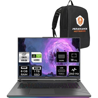 Asus ROG Strix G18 N6092P303 N6092 Harici GeForce RTX 4080 Intel Core i9 14900HX 8 GB Ram 1 TB SSD 18 inç QHD FreeDos Oyuncu Laptop + PER4 Çanta