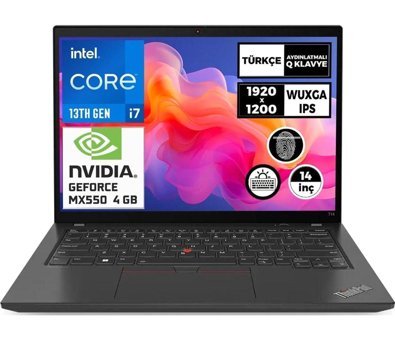 Lenovo Thinkpad T14 Gen 4 21HD00Q9TX 007 Harici GeForce MX550 Intel Core i7 1360P 16 GB Ram 2 TB SSD 14 inç Full HD Windows 11 Pro Laptop