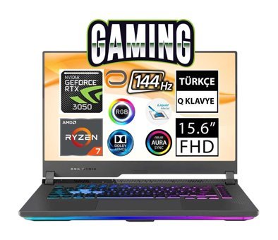 Asus ROG Strix G15 G513RC-HN194 N Harici GeForce RTX 3050 AMD Ryzen 7 6800H 32 GB Ram 512 GB SSD 15.6 inç Full HD FreeDos Oyuncu Laptop