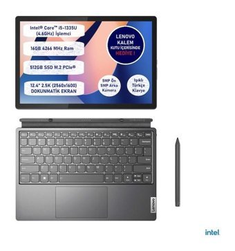 Lenovo IdeaPad DUET 5 12IRU8 83B3006PTX Dahili Intel Iris Xe Graphics Eligible Intel Core i5 1335U 16 GB Ram 512 GB SSD 12.4 inç Full HD FreeDos Laptop