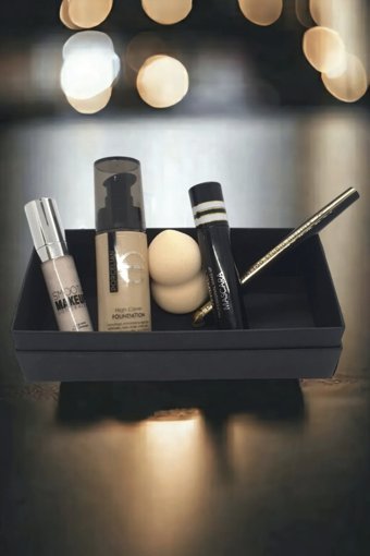 Nera Classy Buğday Ten Fondöten Eyeliner Rimel Concealer + Sünger Makyaj Seti