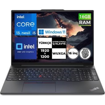 Lenovo Thinkpad E16 Gen 1 21JN0005TX BT33 Dahili Intel Iris Xe Graphics Eligible Intel Core i5 1335U 16 GB Ram 256 GB SSD 16 inç Full HD Windows 11 Pro Laptop