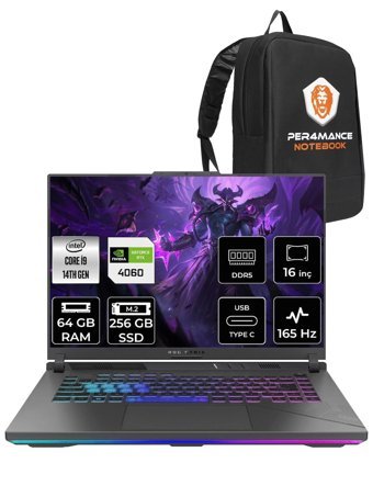 Asus ROG Strix G16 N3117 Harici GeForce RTX 4060 Intel Core i9 14900HX 64 GB Ram 256 GB SSD 16 inç Full HD FreeDos Oyuncu Laptop + PER4 Çanta