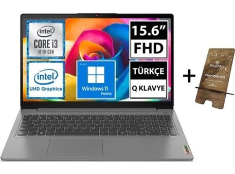Lenovo IdeaPad 3 82H802QXTX04 Dahili Intel UHD Graphics Intel Core i3 1115G4 12 GB Ram 256 GB SSD 15.6 inç Full HD Windows 11 Home Laptop