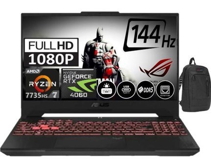 Asus TUF Gaming A15 FA507NV-LP037 FA507NV-LP03709 Harici GeForce RTX 4060 AMD Ryzen 7 7735HS 64 GB DDR5 Ram 2 TB SSD 15.6 inç Full HD FreeDos Oyuncu Laptop + Zetta Çanta