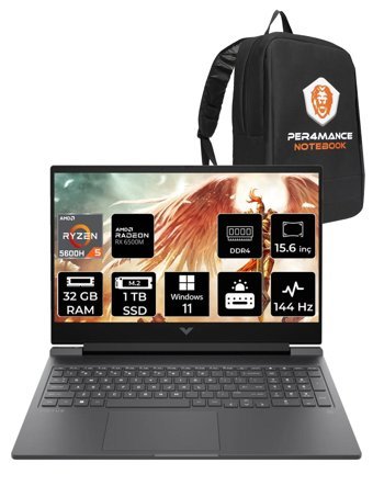 HP Victus 15 A42ZMEA Harici AMD Radeon RX 6500M AMD Ryzen 5 5600H 32 GB Ram 1 TB SSD 15.6 inç Full HD Windows 11 Pro Laptop + PER4 Çanta
