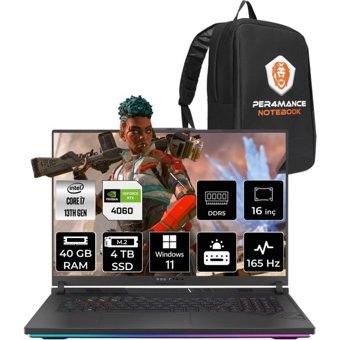 Asus ROG Strix G16 N3110P365 Harici GeForce RTX 4060 Intel Core i7 13650HX 40 GB Ram 4 TB SSD 16 inç Full HD Windows 11 Home Oyuncu Laptop + PER4 Çanta