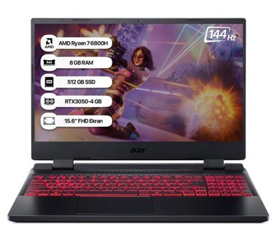 Acer Nitro 5 AN515-46 NH.QGXEY.002 Harici GeForce RTX 3050 AMD Ryzen 7 6800H 8 GB Ram 512 GB SSD 15.6 inç Full HD FreeDos Oyuncu Laptop