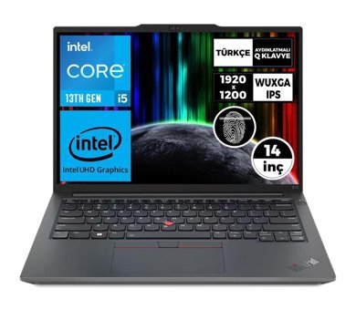 Lenovo Thinkpad E14 Gen 5 21JK0004TX 017 Dahili Intel Iris Xe Graphics Eligible Intel Core i5 1335U 8 GB Ram 256 GB SSD 14 inç Full HD Windows 11 Pro Laptop