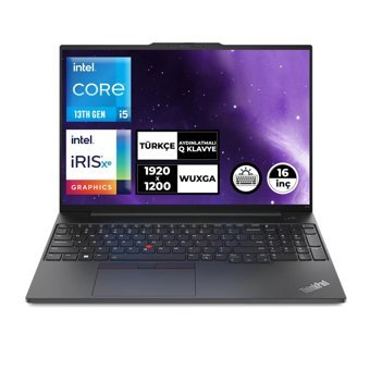 Lenovo Thinkpad E16 Gen 1 21JN00BCTX030 Dahili Intel Iris Xe Graphics Eligible Intel Core i5 1335U 24 GB Ram 11 TB SSD 16 inç Full HD Windows 11 Pro Laptop