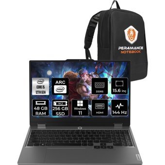 Lenovo LOQ 83FQ000UTRP406 Harici Intel ARC A530M Intel Core i5 12450HX 48 GB Ram 256 GB SSD 15.6 inç Full HD Windows 11 Pro Laptop + PER4 Çanta