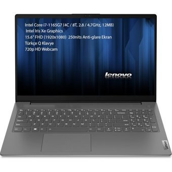 Lenovo V15 Gen 2 82KB00CBTX12 Dahili Intel Iris Xe Graphics Intel Core i7 1165G7 16 GB Ram 1 TB SSD 15.6 inç Full HD Windows 10 Pro Laptop